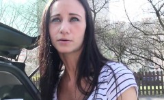 Delivery Pizza Girl Bangs In Public Outdoors