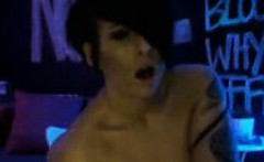 Goth Brunette Chick Rides And Sucks A Dildo On Cam