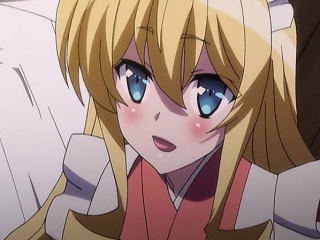 Blonde hentai maid with huge titties rides hard cock