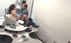 Russian amateurs fuck on office desk spycam