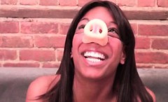 Ebony Beauty Stretching Her Snatch In Close-up