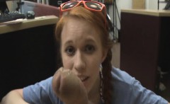 Dolly Little pawn shop backroom blowjob