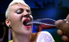 Funky blonde girl hardcore bukkake drinks cum and piss