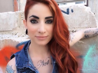 Tattooed redhead assfucked outdoors by bf
