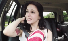 College teen bangs in car pov