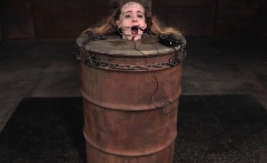 Femdom Rubs Pussyjuice On Suspended Teen