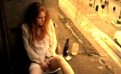 Outdoor masturbation with sexy redhead