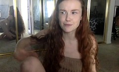 Nerdy Redhead Babe Masturbate her Pussy