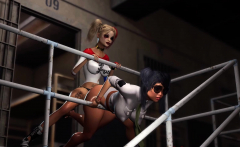 Harley Quinn fucks hard female prison warden with strapon