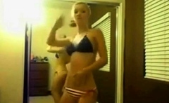 Dance! Teen does a mirror dance on webcam