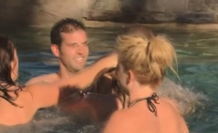 Naughty Swingers Are Playing Naked In A Wild Pool Party.