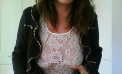 English Slut Strips And Cums On Kitchen Table