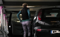 Desperate Girl Pisses In Car Park