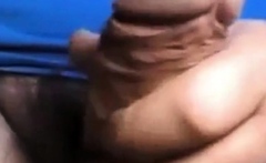 Dad stroking his thick uncut cock on cam (no cum)