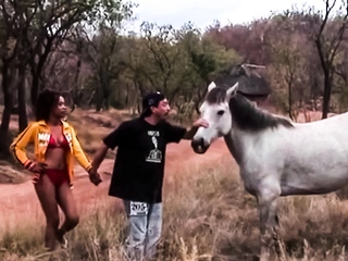 Old Perv Guy Gets to Fuck Outdoor with Hot Ebony Babe