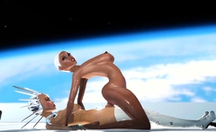 Super sexy android dickgirl fucks a hot ebony on a spaceship