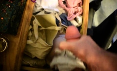 Using My Mom's Panties To Jerk Off And Cum On Her Bra