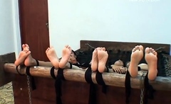 Lezdom group foot torture