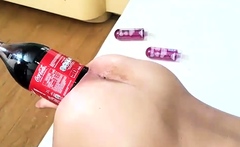 Fucked 2 Litre Cola Bottle in Her Ass