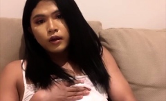 Shemale tranny enjoying solo masturbation