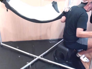 Deepthroating mature gay fucked in sling