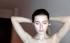 Beautiful teen brunette Jessica Sinn masturbates