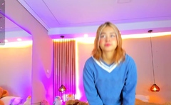 Sexy amateur redhead teen double dildo action