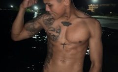 Muscle Latino boy Lucian Reed shows off his hot body
