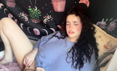 Cute curly brunette solo webcam masturbation