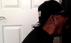 Gloryhole moustache amateur giving head
