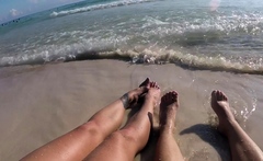 Hot brunette foot fetish play