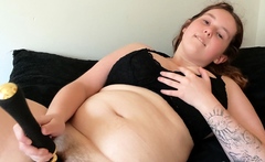 Pink pussy busty babe solo toy vibration during masturbation