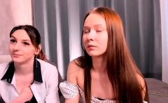 Amateur redhead teen lesbians play