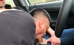 Blowjob and bareback fuck in the car