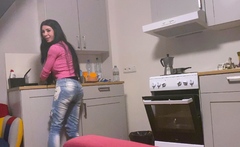 Big ass pale brunette milf with