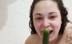 ButtPlugBetty - PAWG fucks her ass with a huge cucumber