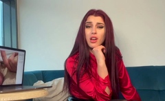 Auburn femdom degrades microcock