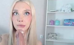 Blonde European Pamela Blond Jerking Off A Huge Dick