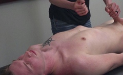 Big cock stroked in gay oil massage