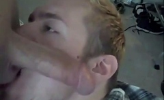 Twink Sucks Big Cock, Amateur Blowjob with CIM and Swallow