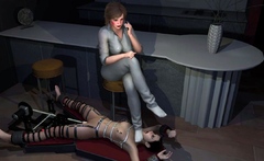 Lezdom Machine Fucked Under Feet