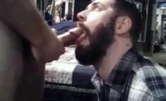 Daddy Feeds His Sub with a Load after Intense Blowjob