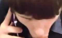 Twink Takes Big Cock Anal and Blowjob in Public Stall