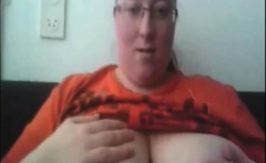 BBW With Huge Natural Tits Plays On Webcam