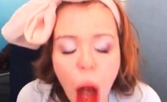 Redhead Amateur's Webcam Dildo Show