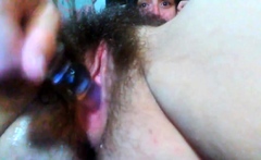 French Brunette Masturbates with Glass Dildo on Webcam