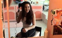 Amateur Busty Brunette Striptease