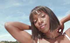 Ebony MILF Ana Foxxx posing nude outdoor